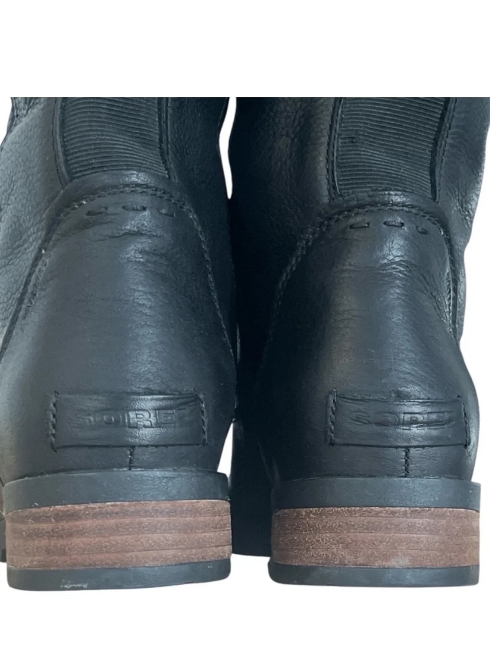 SOREL Emelie Tall Waterproof Leather Riding Boots Black Women 7 Adjustable Calf